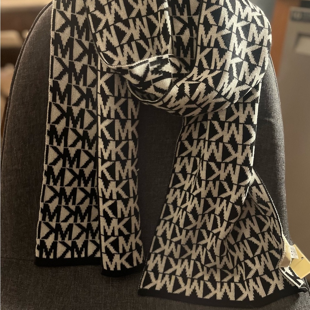 Michael Kors Black and White Monogram Scarf